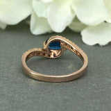 1ct Oval Cut Blue Sapphire Accents Solitaire Engagement Ring 14k RoseGold Finish