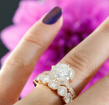 5ct Round Cut Diamond Bridal Set Engagement Ring Unique Band 14k Rose Gold Over