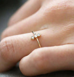 0.3ct Engagement Ring Baguette Diamond Trilogy Minimalist 14k Yellow Gold Finish