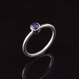 0.2ct Engagement Ring Round Cut Sapphire Bezel Set Solitaire 14k White Gold Over