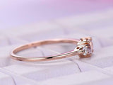 1ct Oval Cut Morganite Engagement Ring Minimalist Trilogy 14k Rose Gold Finish