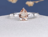 1ct Pear Cut Simulated Morganite Solitaire with Accent Ring 14k WhiteGold Plated