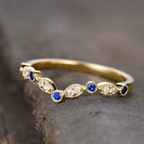 0.5ct Round Cut Blue Tanzanite Wedding Band Curved Stackable 14k YellowGold Over