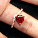 1ct Trillion Cut Ruby Engagement Ring Solitaire with Accent 14k Rose Gold Over