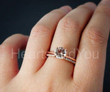 2ct Round Cut Simulated Peach Morganite Solitaire Ring Set 14k Rose Gold Plated