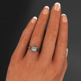 1ct Emerald Cut Diamond Engagement Ring 14k WhiteGold Finish East West Solitaire