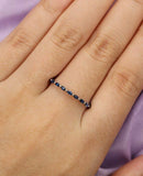 0.9ct Marquise Cut Blue Sapphire Wedding Band Minimalist 14k White Gold Finish