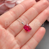 1ct Radiant Simulated Pink Ruby Solitaire Pendant 14k White Gold Plated NO CHAIN