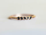 1ct Round Black Diamond Engagement Ring 5 Stone Minimalist 14k Rose Gold Finish