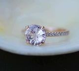 1.9ct Round Peach Morganite Diamond Accent Engagement Ring 14k Rose Gold Finish