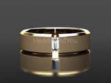 0.5ct Baguette Simulated Diamond Tension Set Men's Ring 14k Yellow Gold Plated