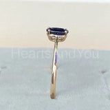 0.5ct Oval Cut Simulated Blue Sapphire Solitaire Ring 14k White Gold Plated