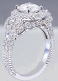 Halo Antique Vintage Engagement Ring 3ct Round Cut Diamond 14k White Gold Finish
