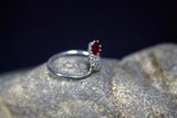 0.4ct Engagement Ring Oval Cut Pink Ruby Curved Minimalist 14k White Gold Finish