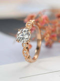 Milgrain Solitaire with Accents Ring 1.5ct Round Cut Diamond 14k RoseGold Finish