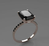 2ct Emerald Black Diamond Engagement Ring Accents Solitaire 14k Rose Gold Finish