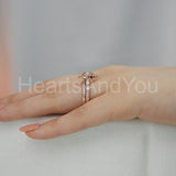 2.5ct Oval Simulated Morganite Halo Half Eternity Bridal Set 14k RoseGold Plated