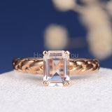 1.2ct Simulated Peach Morganite Braided Engagement Ring 14k Rose Gold Plated