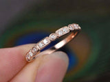 1ct Round Cut Diamond Wedding Band Milgrain Half Eternity 18k Rose Gold Finish
