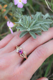 1ct Round Cut Pink Ruby Engagement Ring Floral Petal Leaf 14k Yellow Gold Finish