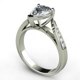 1.7ct Pear Cut VVS1 Diamond Twisted Swirl Engagement Ring 14k White Gold Finish