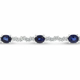 10ct Oval Cut Blue Sapphire Vintage Inspired Tennis Bracelet 14k White Gold Over