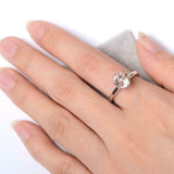 1.5ct Round Cut Morganite Classic 6 Prong Solitaire Ring 14k White Gold Finish
