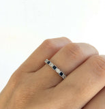 3Ct Princess Cut Blue Sapphire Eternity Vintage Wedding Band 14K White Gold Over