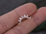 0.5ct Baguette Cut Diamond Sunshine Crown Wedding Band 14k Rose Gold Finish