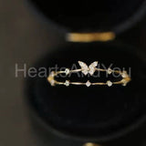0.2ct Round Cut Moissanite Butterfly Women Wedding Band 14k Yellow Gold Plated
