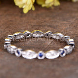 0.3ct Round Cut Simulated Sapphire Eternity Wedding Band 14k White Gold Plated
