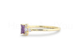 0.4ct Baguette Cut Simulated Amethyst Cluster Minimal Ring 14k Rose Gold Plated
