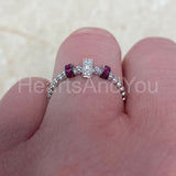 0.5ct Round Cut Moissanite Beaded Shank Collar Women Ring 14k White Gold Plated