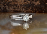 Unique Solitaire Engagement Ring 1ct Round Cut Diamond 14k White Gold Finish