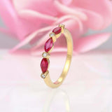 1.2ct Marquise Cut Pink Ruby Wedding Band Ring Stackable 14k Yellow Gold Finish