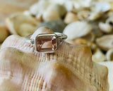 2.2ct Engagement Ring Emerald Cut Peach Morganite Trilogy 14k White Gold Finish