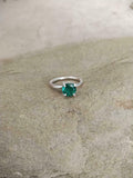 1ct Engagement Ring Round Cut Green Emerald Solitaire Women 14k WhiteGold Finish