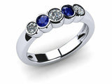 2.1ct Round Cut Alternate Sapphire Diamond Five Stone Band 14k White Gold Finish