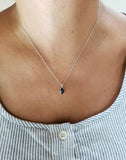 1ct Blue Sapphire Pendant with Chain Marquise Cut Solitaire 14k WhiteGold Finish