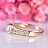 2ct Round Cut Diamond Accents Split Shank Engagement Ring 14k Yellow Gold Finish