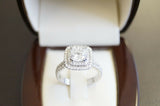 Real 10k White Gold 1.5ct Diamond Cushion Cut Anniversary Engagement Ring