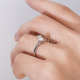 0.5ct Round Cut Moissanite Solitaire Women Engagement Ring 14k White Gold Plated