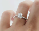 2ct Emerald Diamond Engagement Ring Halo 14k White Gold Finish with Round Accent