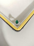 1ct Engagement Ring Pear Cut Green Emerald Three Stone 14k White Gold Finish