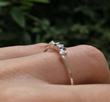 1ct Round Blue Sapphire Wedding Band Five Stone Minimalist 14k White Gold Finish