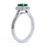 2ct Asscher Cut Green Emerald Engagement Ring Diamond Halo 14k White Gold Finish
