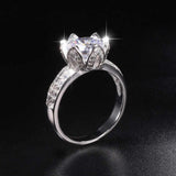 2ct Round Cut Diamond Engagement Ring 18k White Gold Finish Lotus Flower Design
