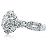 3ct Round Cut Diamond Engagement Ring Twist Shank Dual Halo 14k WhiteGold Finish