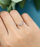 0.5ct Marquise Cut Simulated Diamond Crown Wedding Band 14k Rose Gold Plated