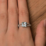 2.2ct Engagement Ring Cushion Cut Blue Aquamarine Split Shank 14k WhiteGold Over